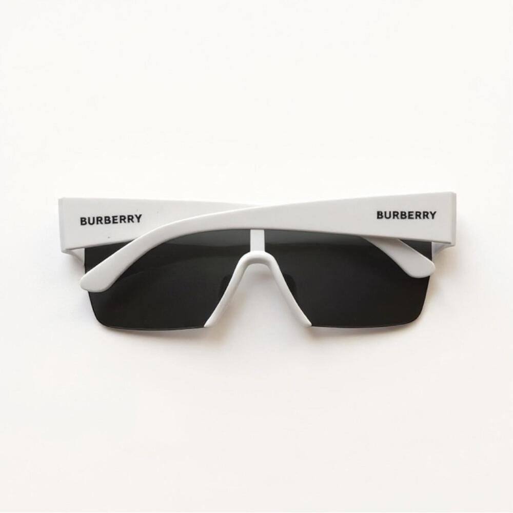 Burberry Logo Hologram Shield Wide Frame White Gray Sunglasses Shades BE4291 - Picture 2 of 6
